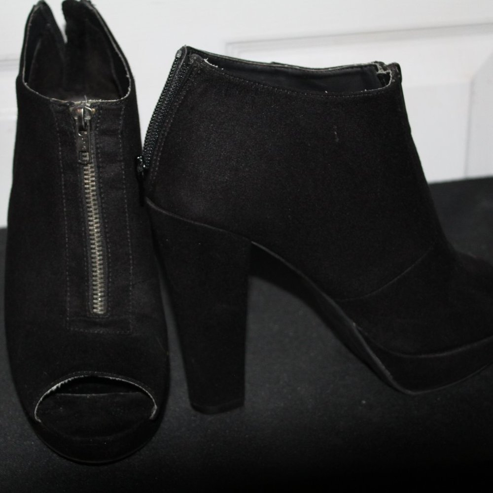 Black Peep Toe Booties